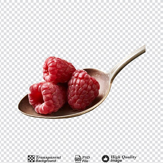 PSD fresh raspberry and raspberry in a spoon isolated on transparent background