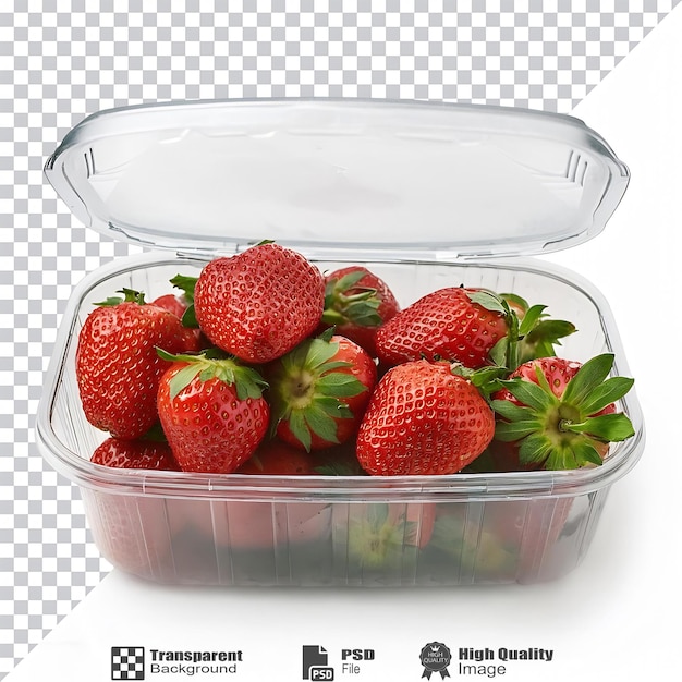 fresh strawberries in a clear container