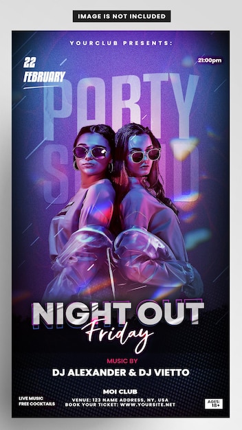 PSD friday night party instagram story flyer