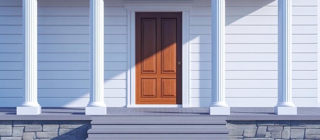 PSD front door of a white house with columns