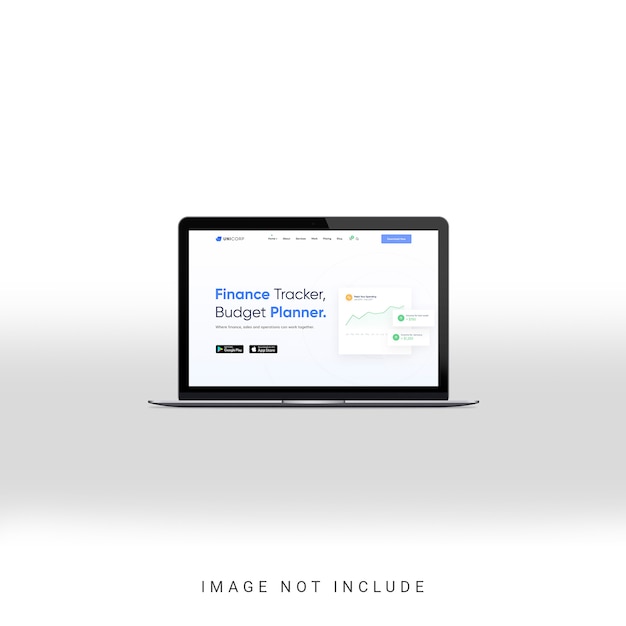PSD front view of laptop display mockup