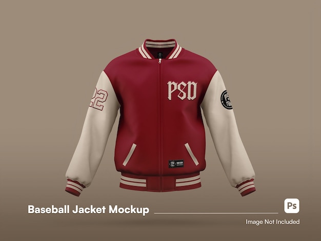 PSD front view modern baseball bomber jacket 3d isolated mockup