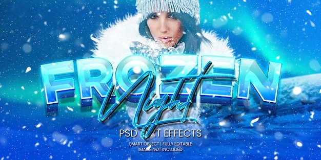 PSD frozen night text effect