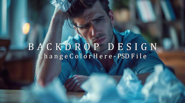 PSD frustration and defeat a man struggles with his work