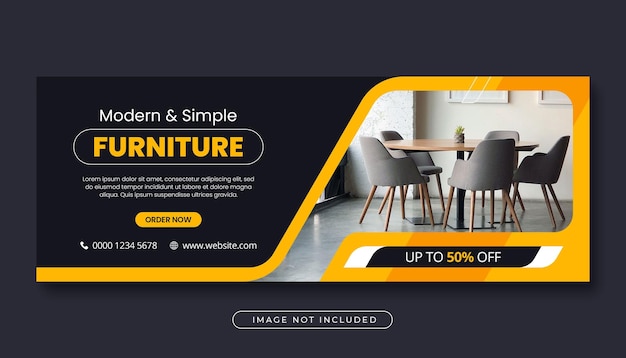 PSD furniture sale facebook cover design or web banner template