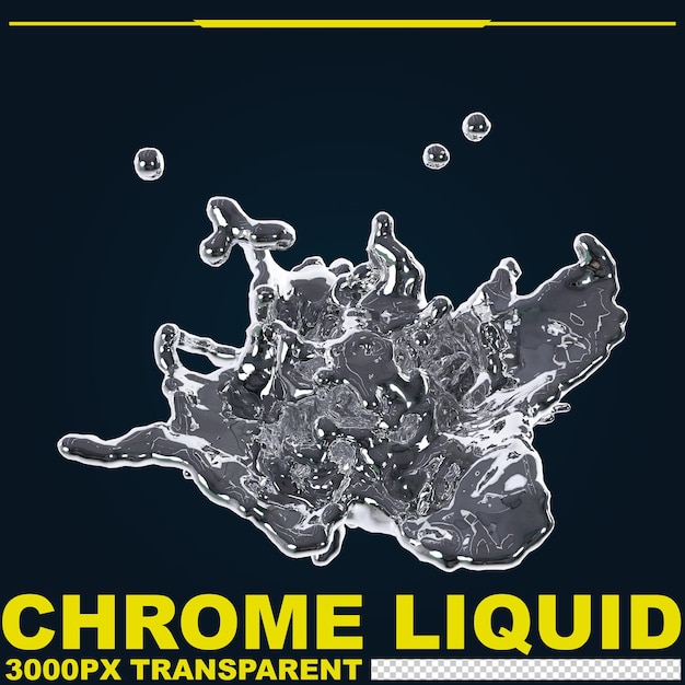 PSD futuristic chrome liquid abstract metallic shape 3d render