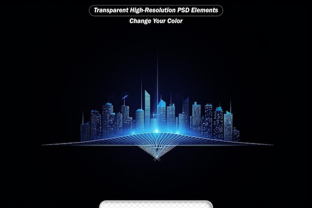 PSD futuristic digital city skyline big data artificial intelligence internet of things