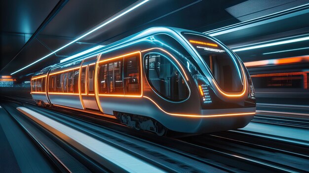 PSD futuristic train in motion