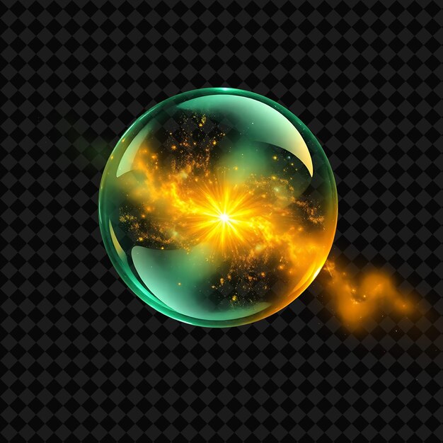 PSD galactic bubble expanding with emerald and gold featuring a spherical structure of gas driven by st