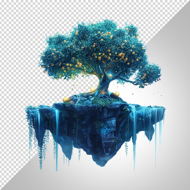 PSD galactic tree create a tree that seems to be made by light isolated on transparent background