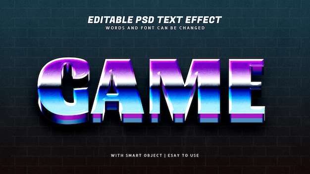 PSD game 3d retro text effect editable