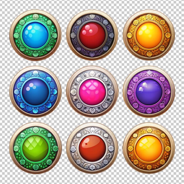 PSD game buttons with decorative frames