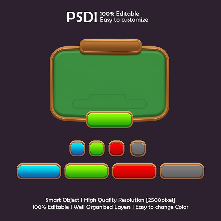 Game UI elements PSD Kit Game art game ui set Casual game ui Game UI Set game assets Game ui