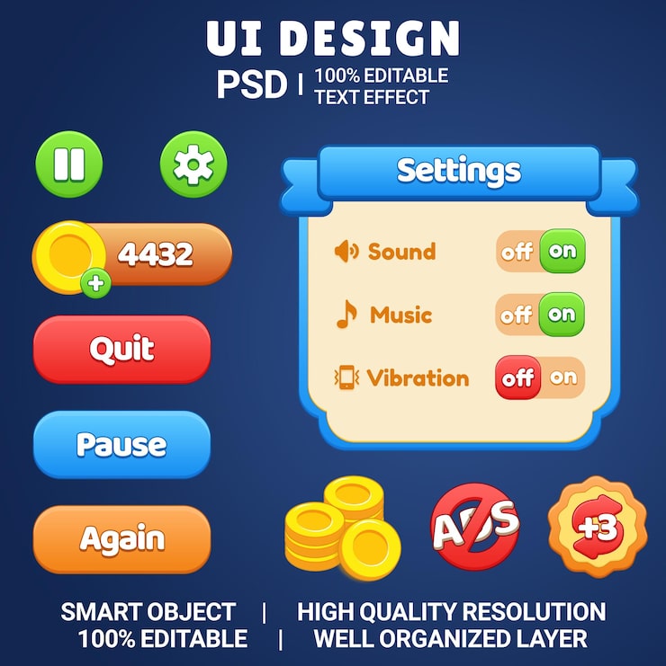 Game UI Kit 2D game Ui User Interface Casual game UI UI Kit UI Art Cartoon game Ui Cool UI
