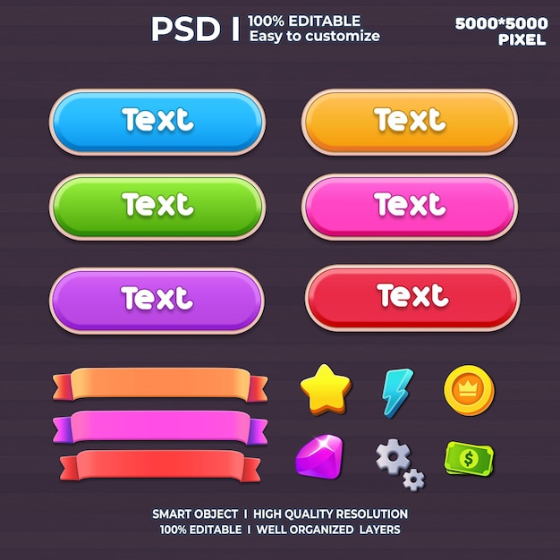PSD game ui kit 2d game ui user interface casual game ui ui kit ui art cartoon game ui cool ui