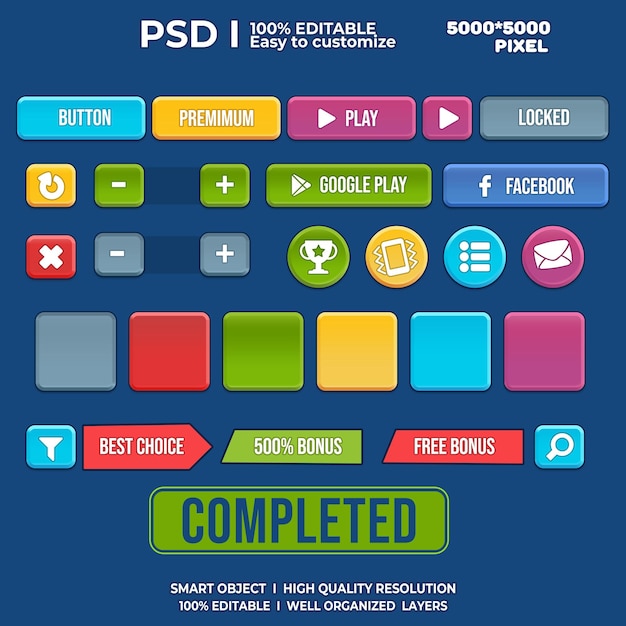 PSD game ui kit 2d game ui user interface casual game ui ui kit ui art cartoon game ui cool ui