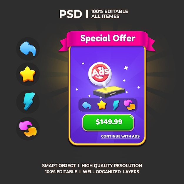 PSD game ui kit 2d game ui user interface casual game ui ui kit ui art cartoon game ui cool ui