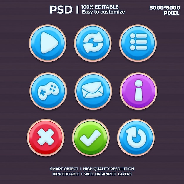 PSD game ui kit game ui elements game ui buttons game interface game icon game ui buttons 2d art