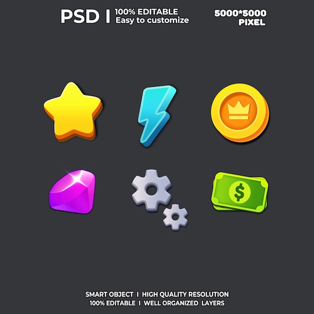 PSD game ui kit game ui elements game ui buttons game interface game icon game ui buttons 2d art