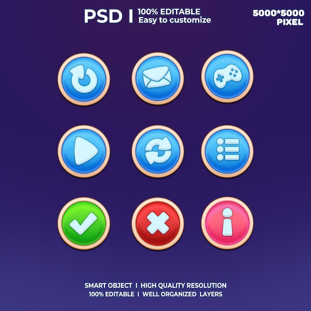 PSD game ui kit game ui elements game ui buttons game interface game icon game ui buttons 2d art