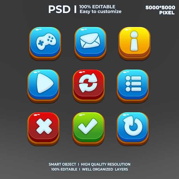 PSD game ui kit game ui elements game ui buttons game interface game icon game ui buttons 2d art