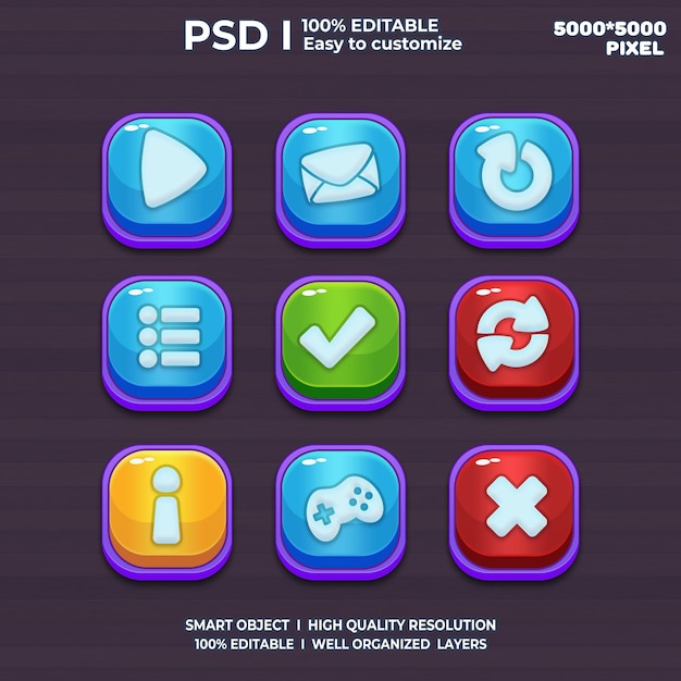 PSD game ui kit game ui elements game ui buttons game interface game icon game ui buttons 2d art