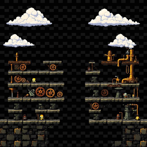 PSD a game with a castle and a cloud in the background