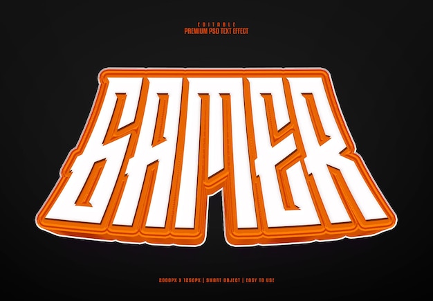 PSD gamer 3d editable premium psd text effect