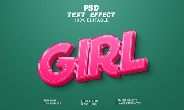 PSD girl 3d editable text effect style