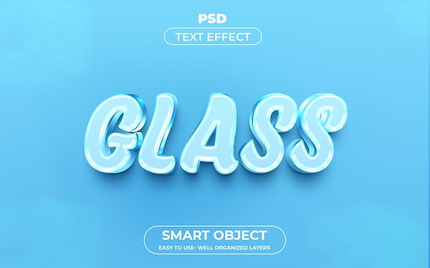 PSD glass 3d editable text effect style with background