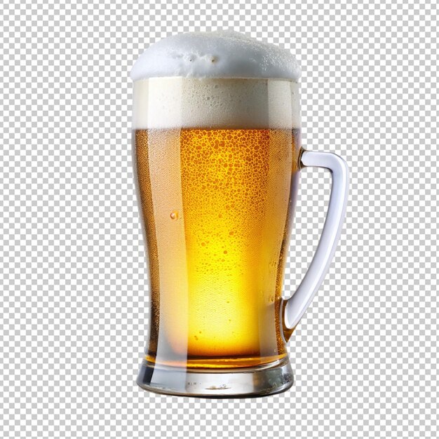 PSD glass of cold beer on transparent background