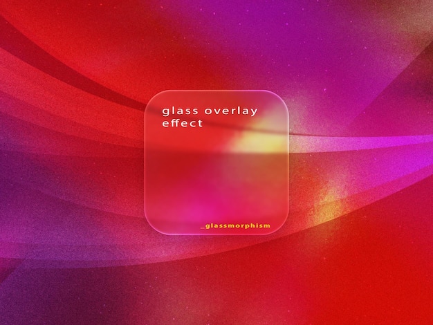 PSD glass overlay effect in red and purple gradient