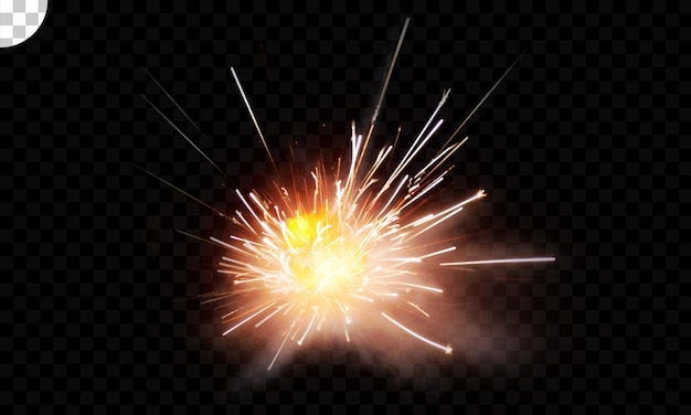 PSD glittering burning sparkler on transparent background