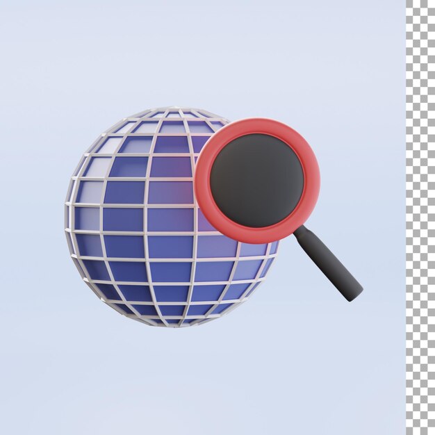 PSD globe search 3d icon