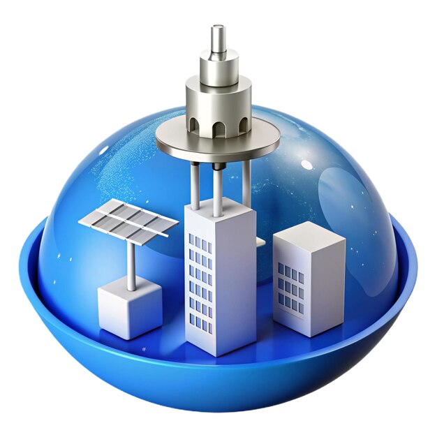 PSD a globe with a solar panel on it and the word solar panels on it