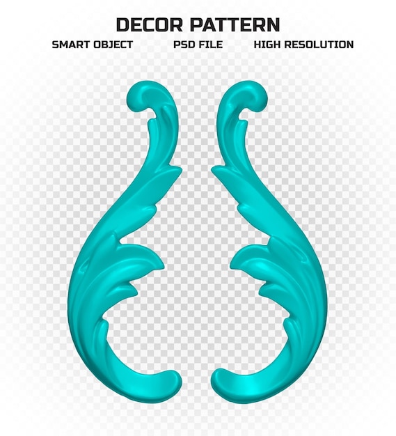 PSD glossy cyan decor pattern in high quality for decoration