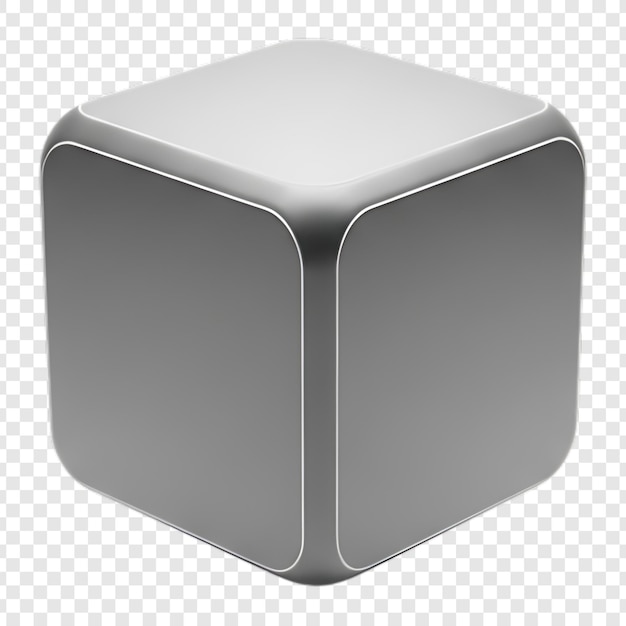 PSD glossy gray 3d cube with rounded corners