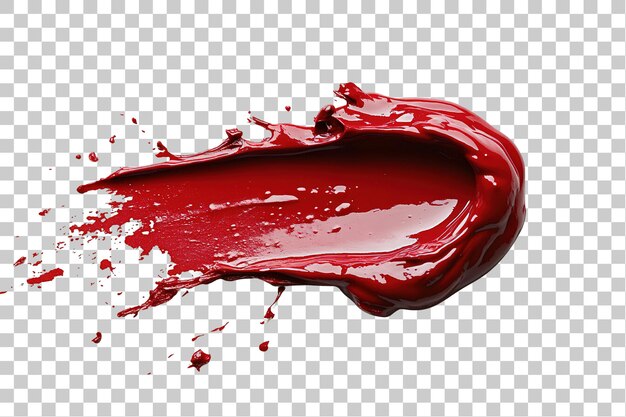 PSD glossy red lipstick spread in a thick smooth layer isolated
