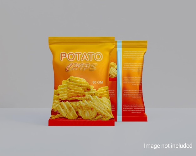 PSD glosy chips packet foil mockup