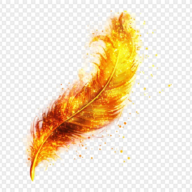 PSD glowing golden feather