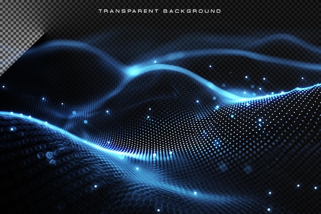 PSD glowing light waves dotted pattern in transparent background