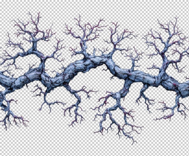 PSD gnarled blue-grey winter tree branch element