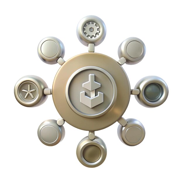 PSD a gold circle with a starfish logo on it