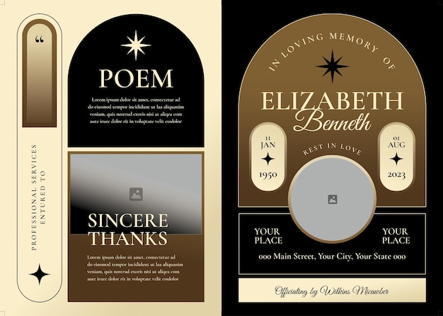 PSD gold funeral program flyer