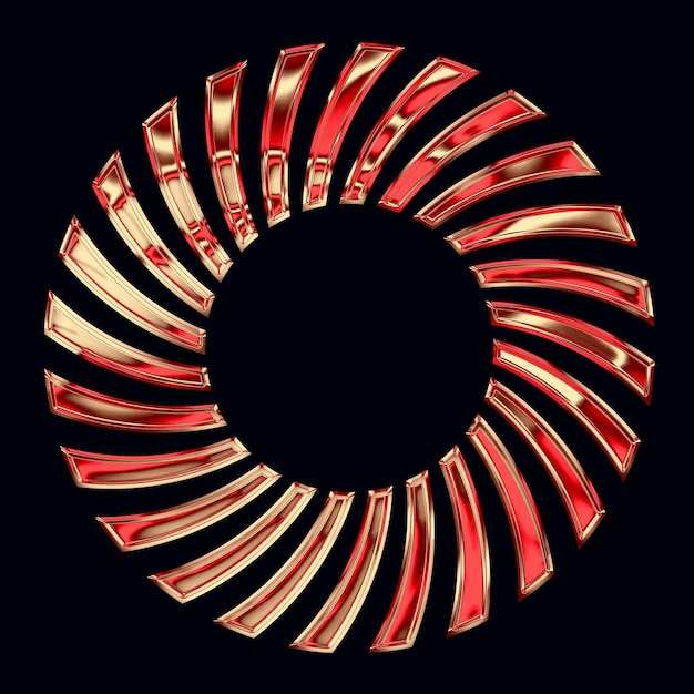 PSD gold red chrome y2k design element