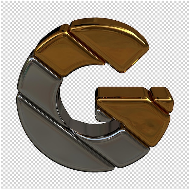 PSD gold and silver letter 3d rendering