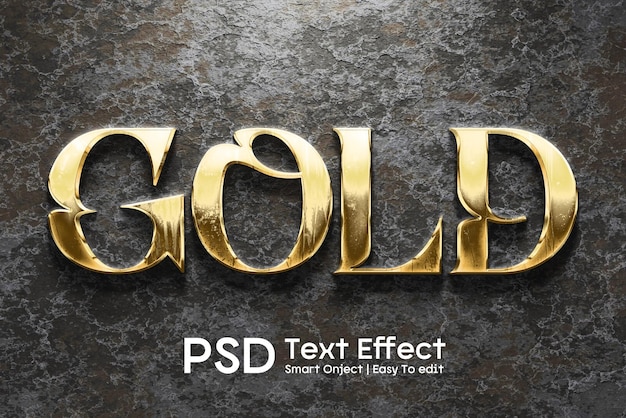PSD gold text effect on stone texture
