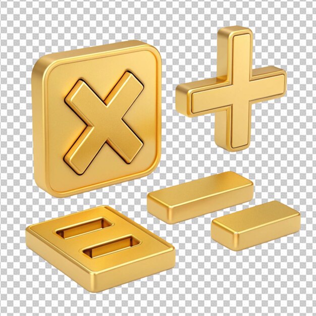 PSD golden 3d math symbols