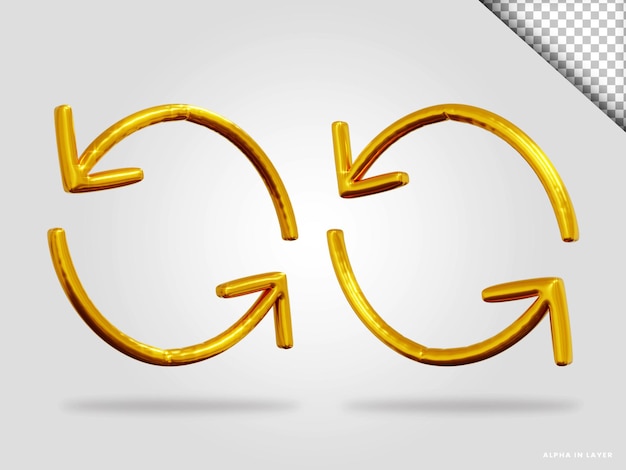 PSD golden arrow 3d render illustration isolated