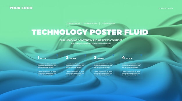 PSD gradient abstract fluid technology linkedin banner